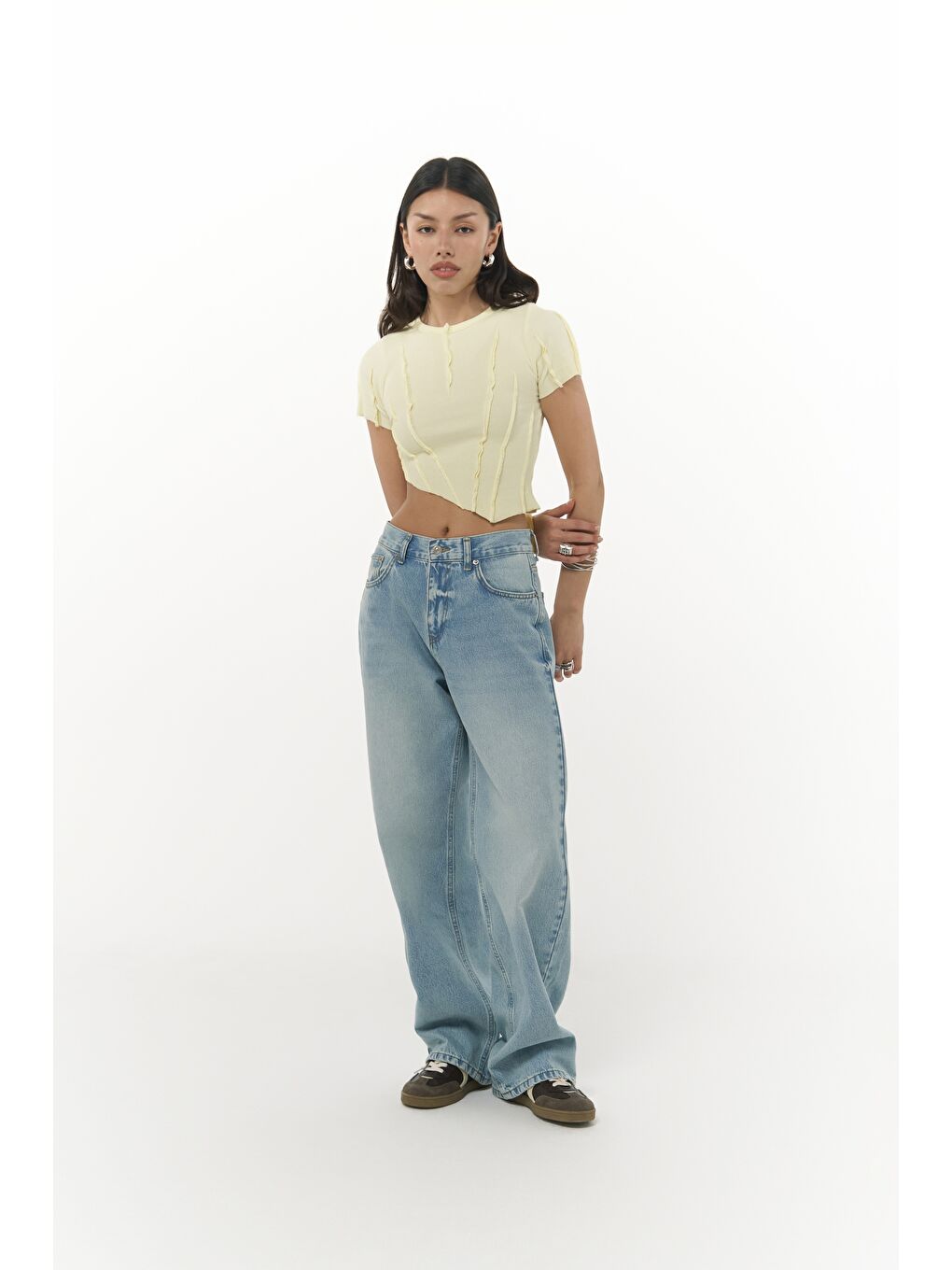 Volme Yıkamalı Mavi Jean Pantolon-1