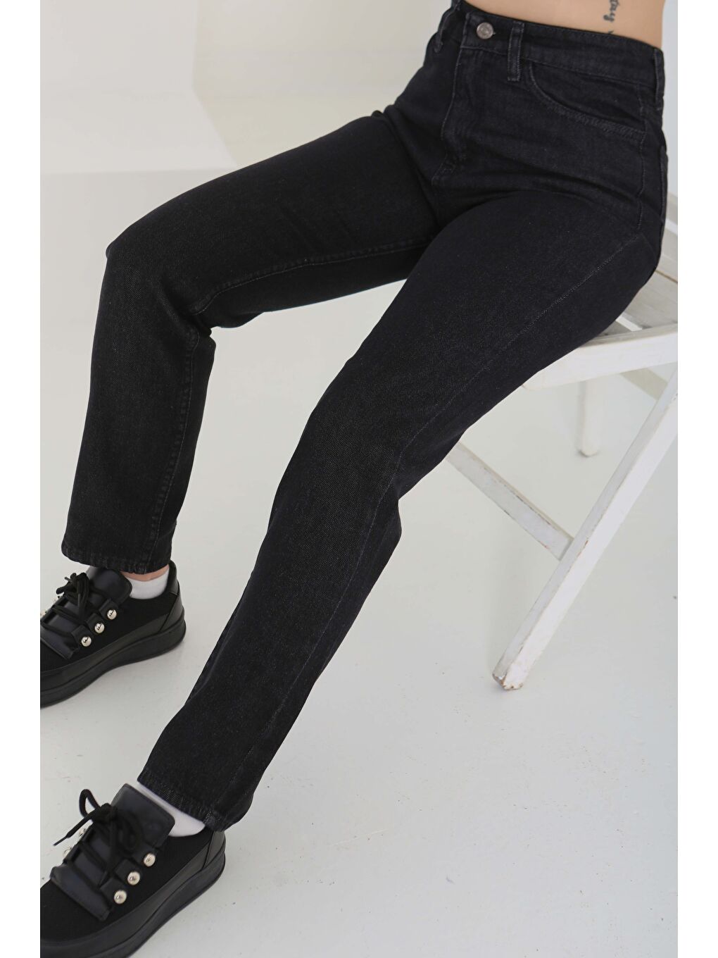 Gri Mom Jean Pantolon Füme   13360