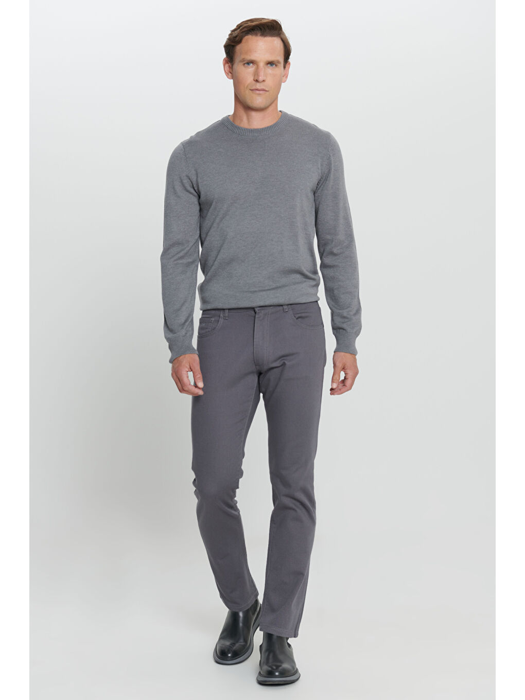 Erkek Antrasit Comfort Fit Rahat Kesim 5 Cep Armürlü Pamuklu Pantolon-1