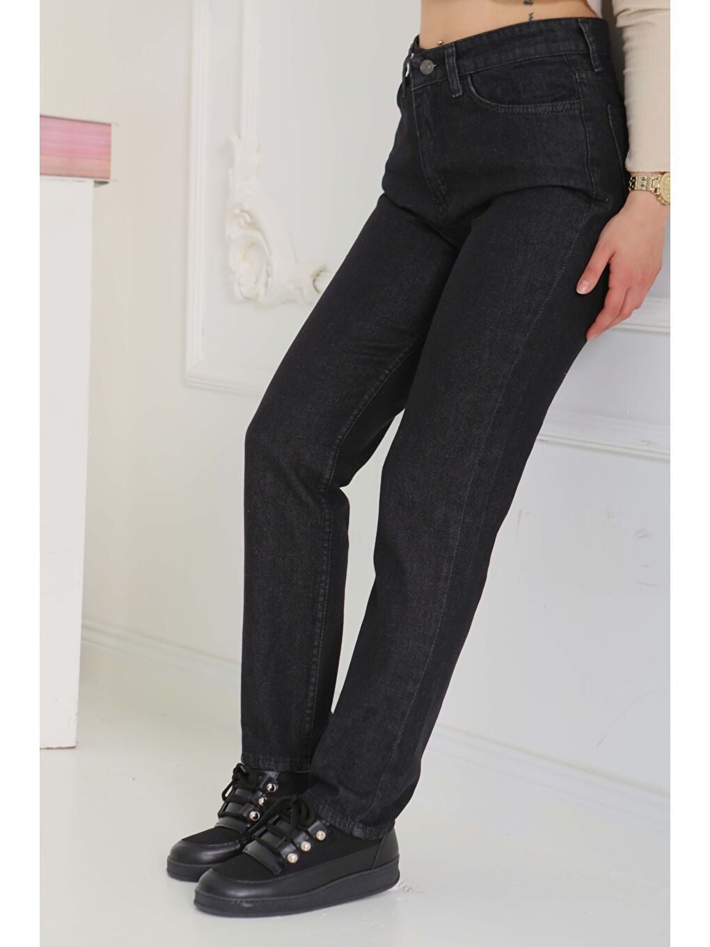 Gri Mom Jean Pantolon Füme   13360-1