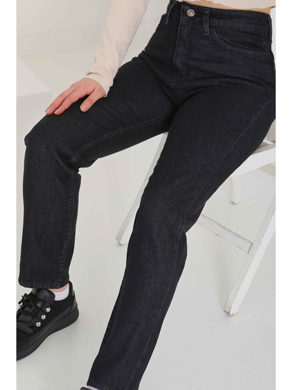 Gri Mom Jean Pantolon Füme   13360-3