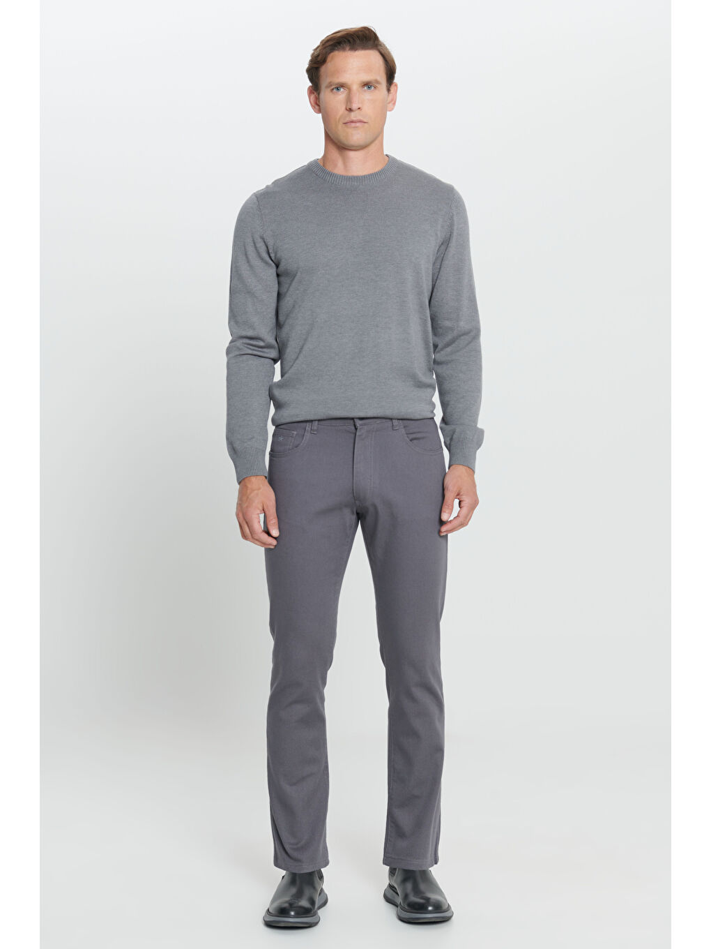 Erkek Antrasit Comfort Fit Rahat Kesim 5 Cep Armürlü Pamuklu Pantolon-2