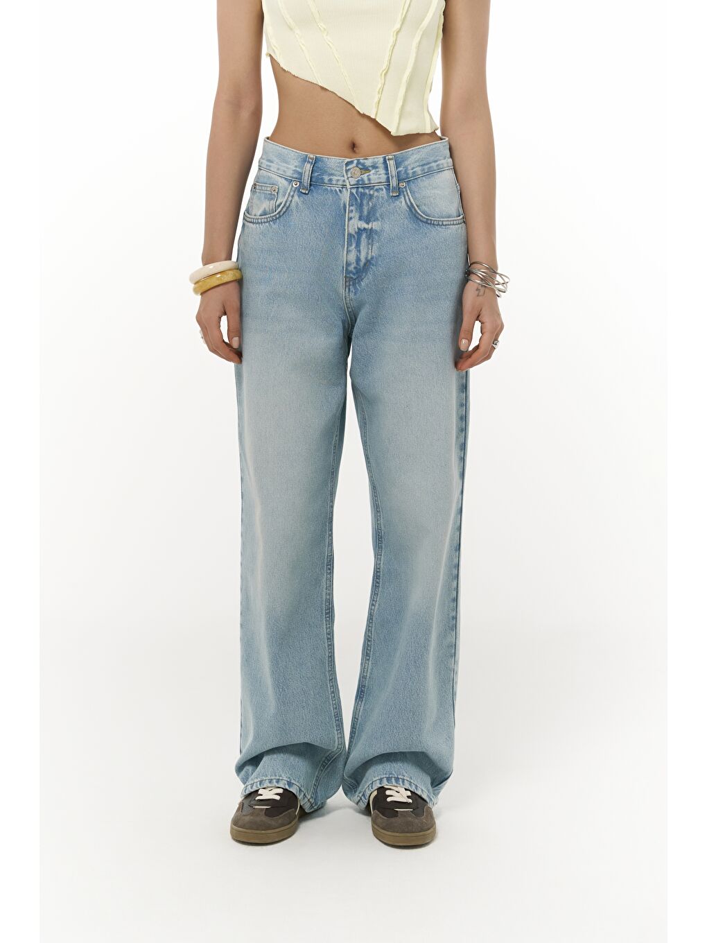 Volme Yıkamalı Mavi Jean Pantolon-4