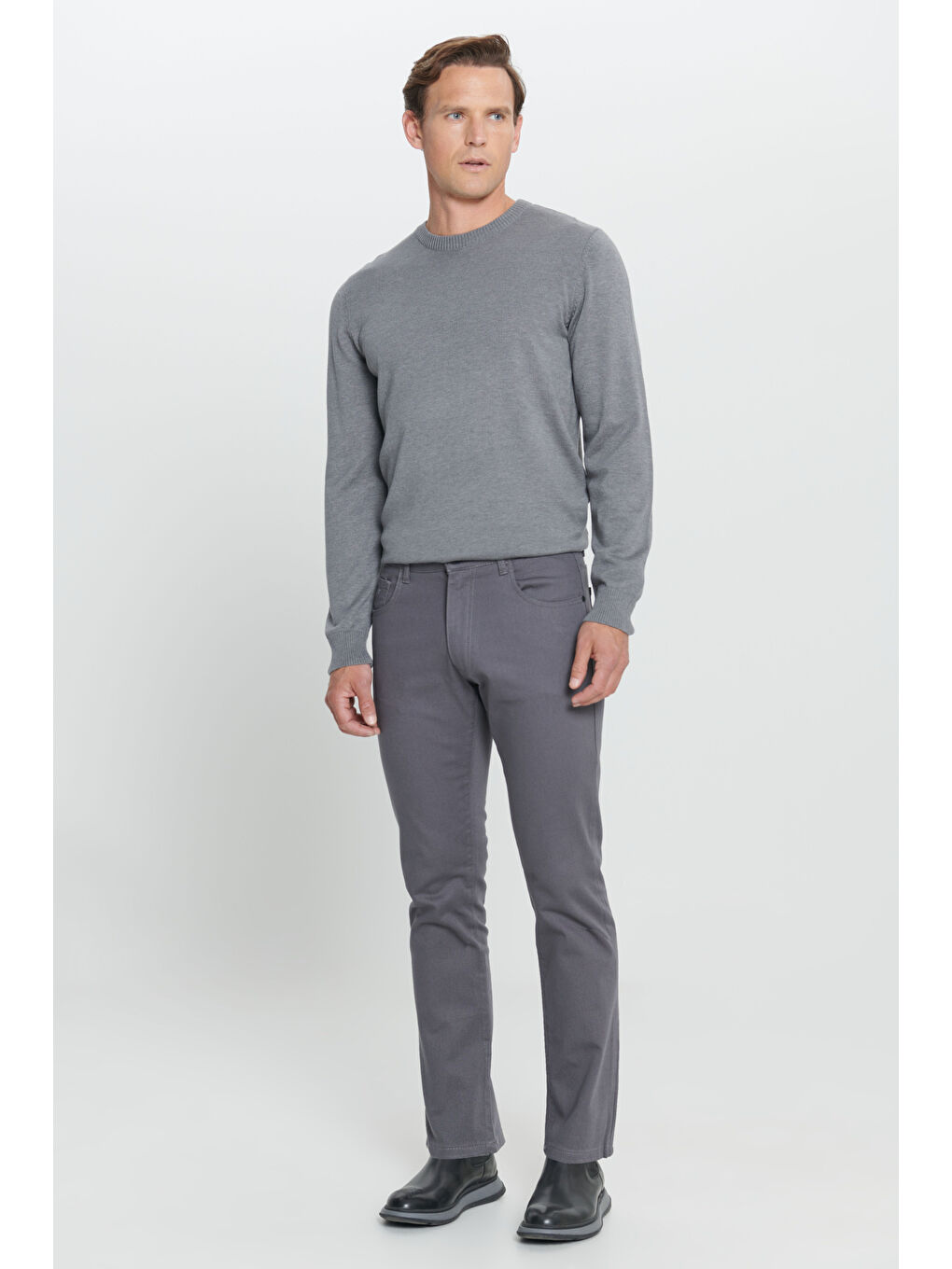 Erkek Antrasit Comfort Fit Rahat Kesim 5 Cep Armürlü Pamuklu Pantolon-3