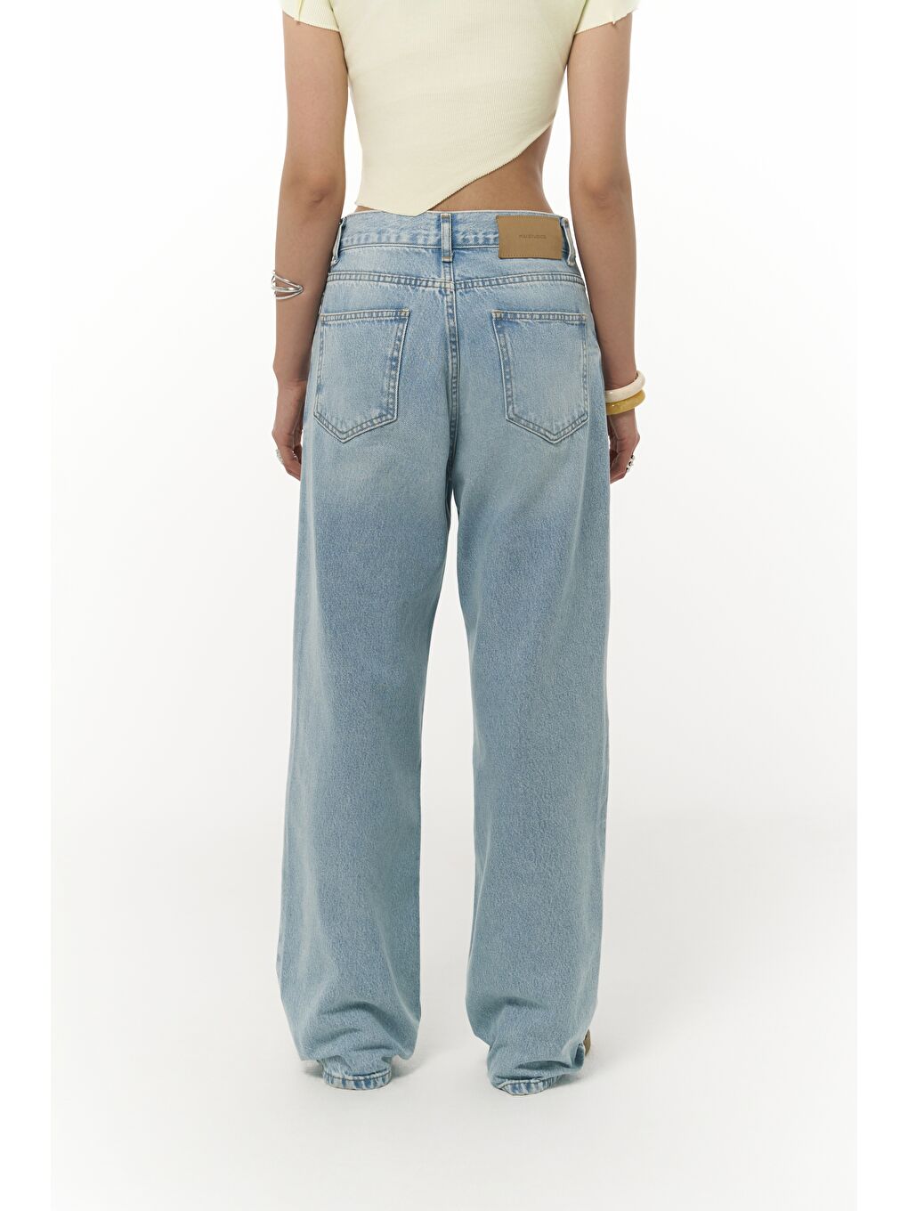 Volme Yıkamalı Mavi Jean Pantolon-5