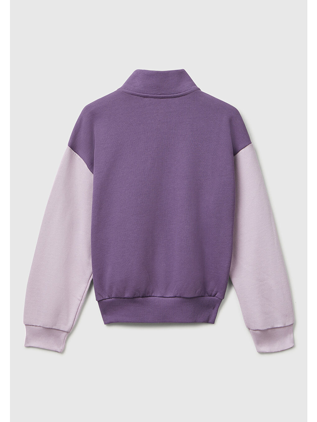 Kız Çocuk Mor-Mavi Önü Logo Nakışlı Cepli Fermuarlı Dik Yaka Sweatshirt-1