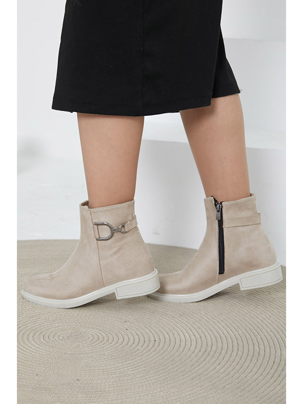 Kadın Bej Tokalı Yarım Bot - 26706