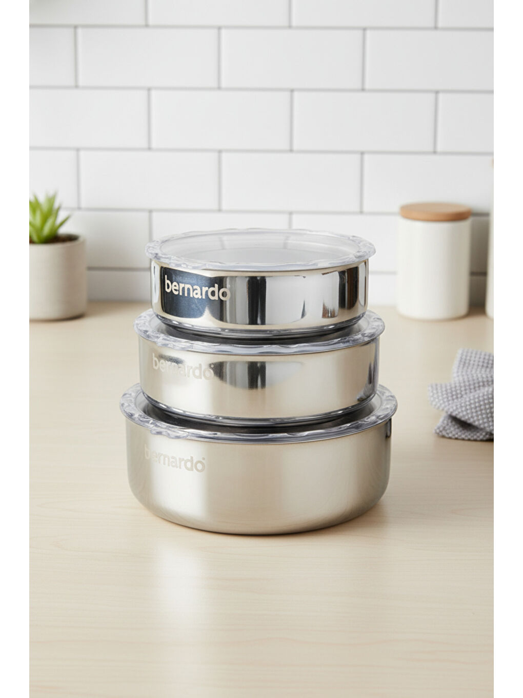 Gri Stelo 3'lü Çelik Saklama Kabı-6