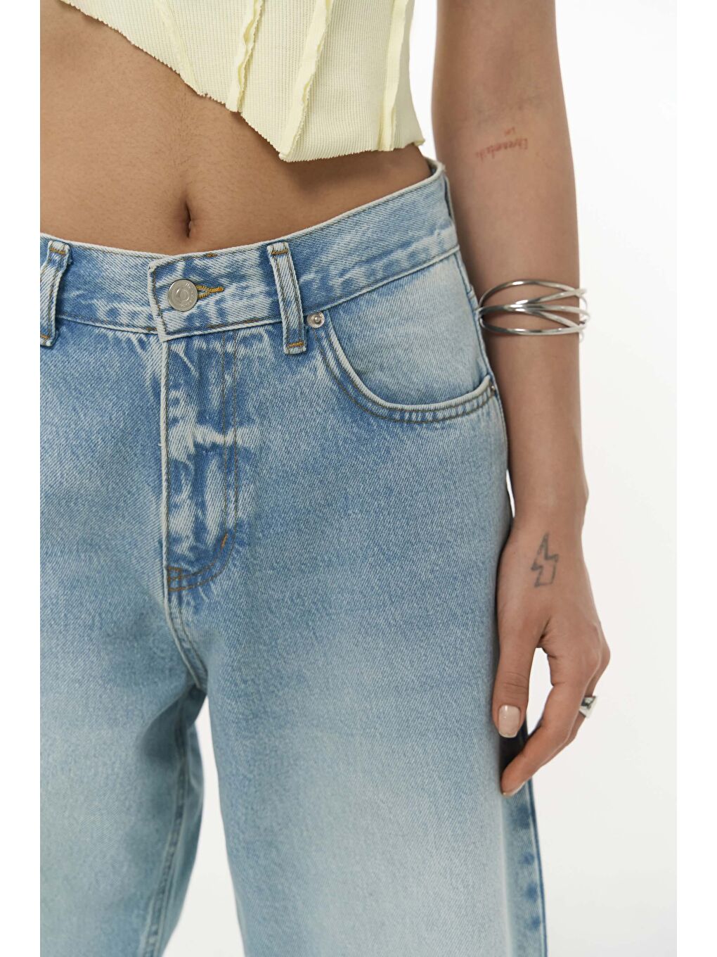 Volme Yıkamalı Mavi Jean Pantolon-6