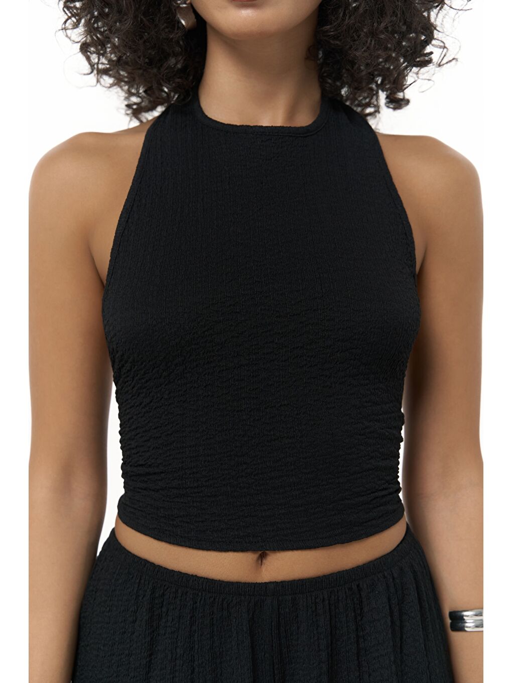 Ayshe Bağlamalı Siyah Crop Pantolon Takım-6