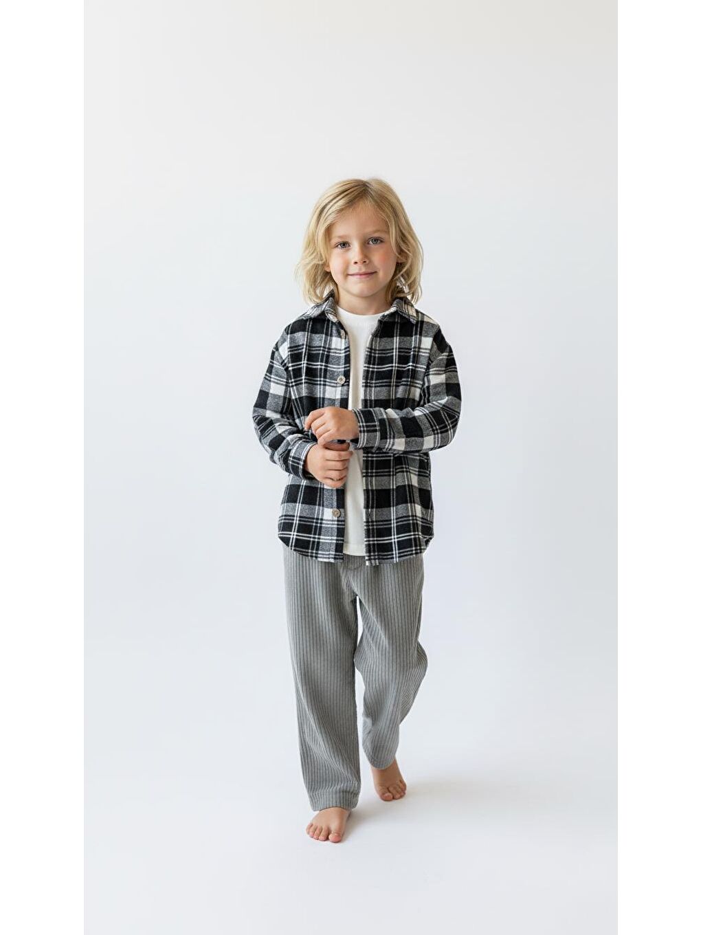 Siyah Ekoseli Gömlekli 3lü Takım