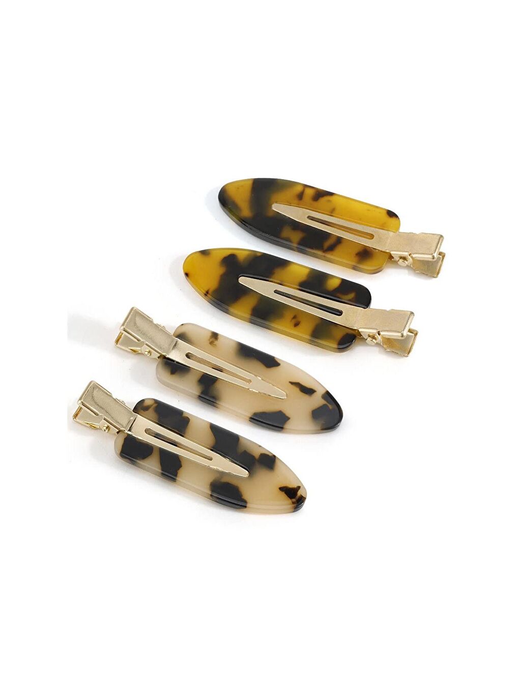 Karışık 4'lü İz Yapmayan Klips Toka Seti Kaplumbağa Sırtı Desenli