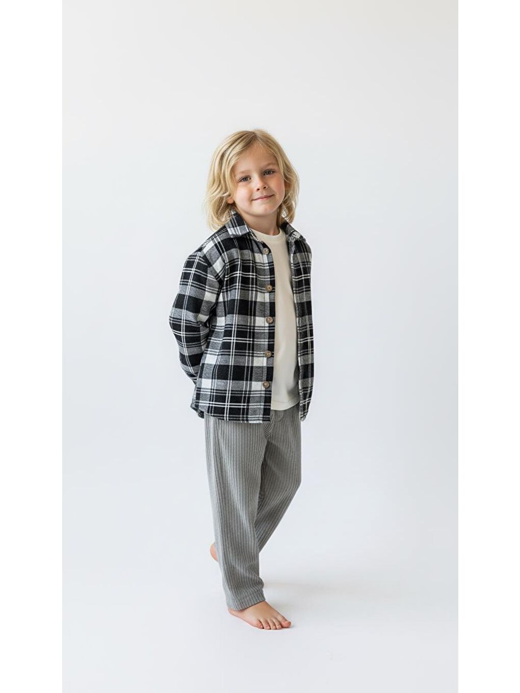 Siyah Ekoseli Gömlekli 3lü Takım-4