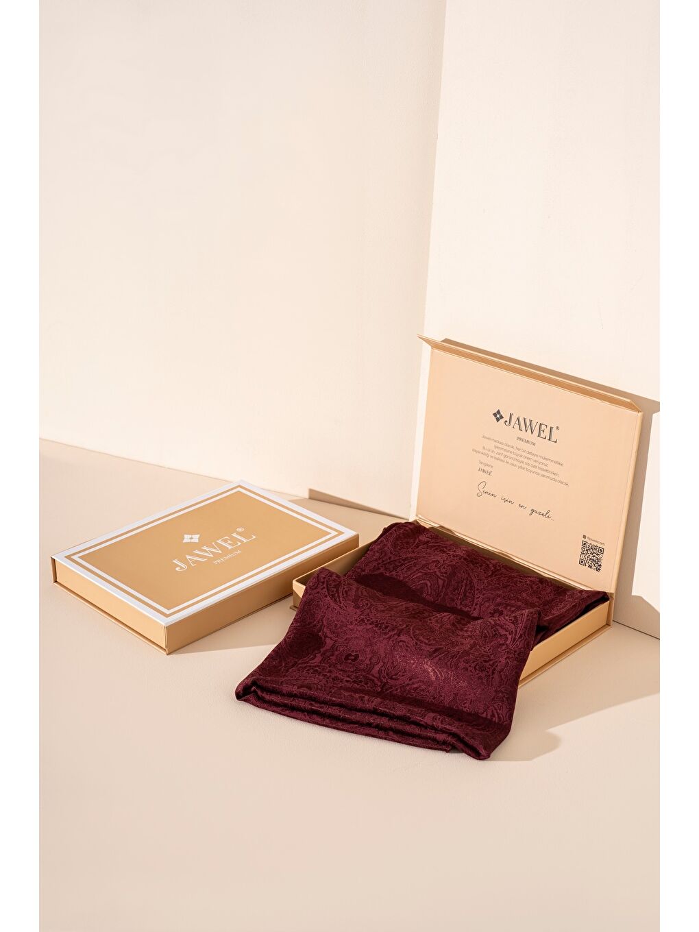 Bordo Kadın Libissa Modal Floş Şal-2