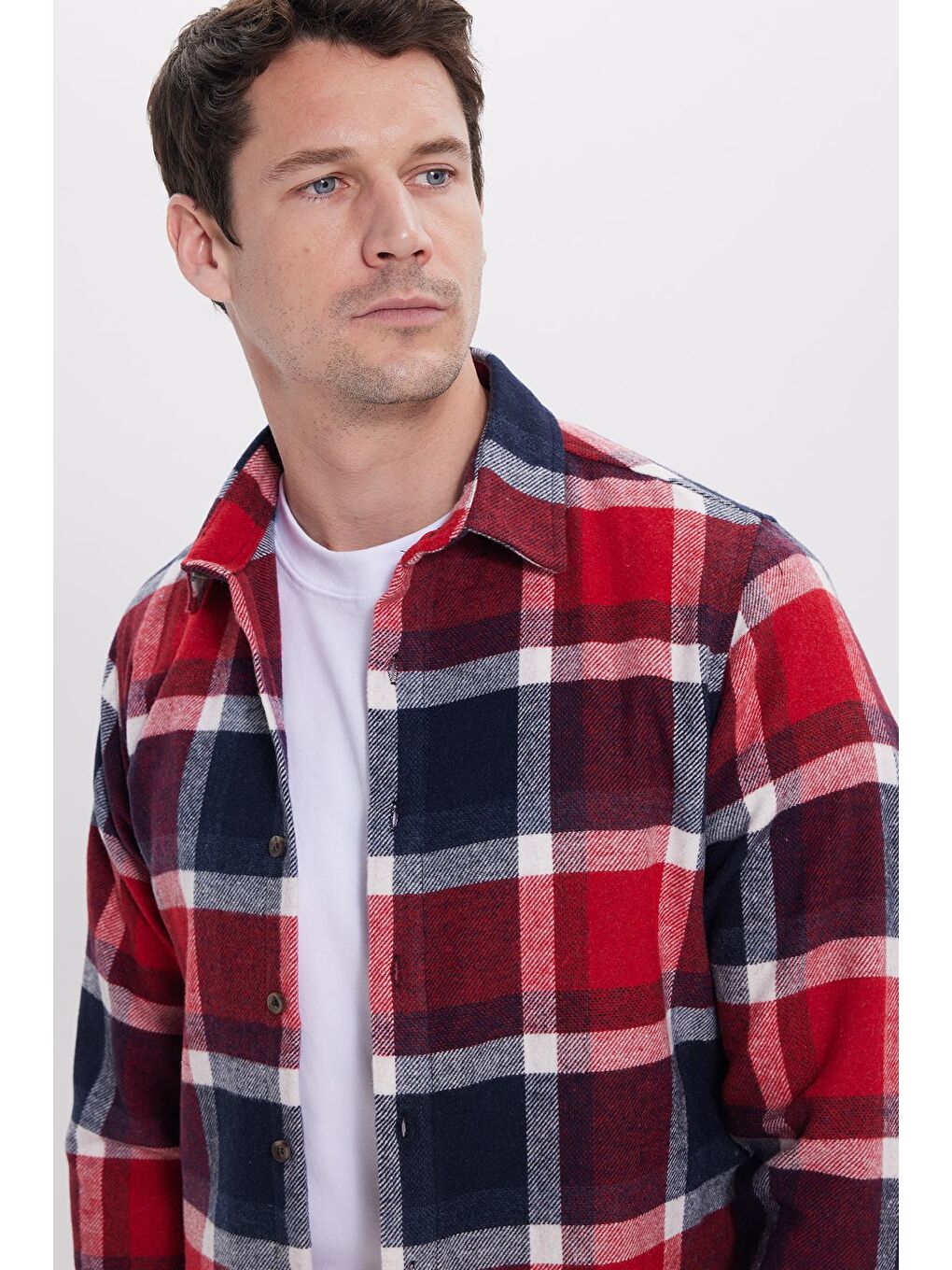 Karışık Erkek Slim Fit Dar Kesim Kareli Kışlık Oduncu Gömlek