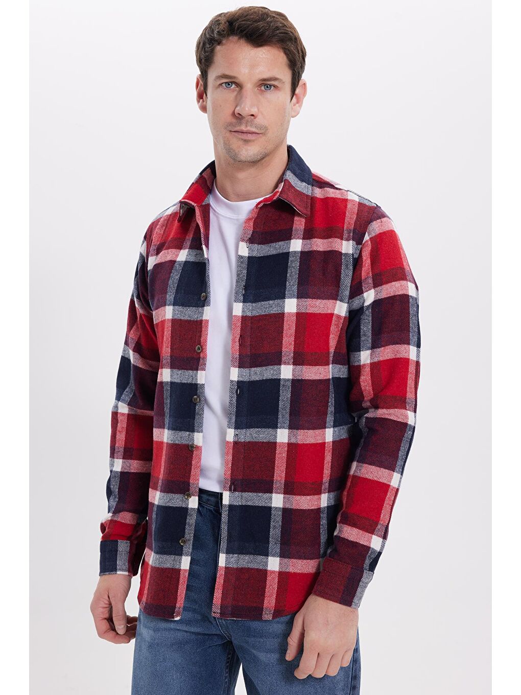 Karışık Erkek Slim Fit Dar Kesim Kareli Kışlık Oduncu Gömlek-1