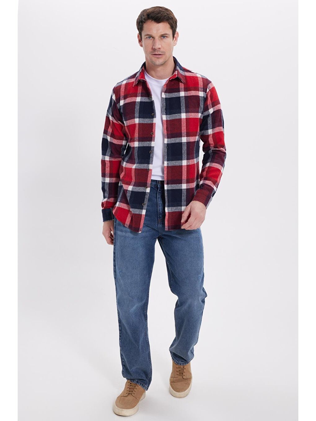 Karışık Erkek Slim Fit Dar Kesim Kareli Kışlık Oduncu Gömlek-2