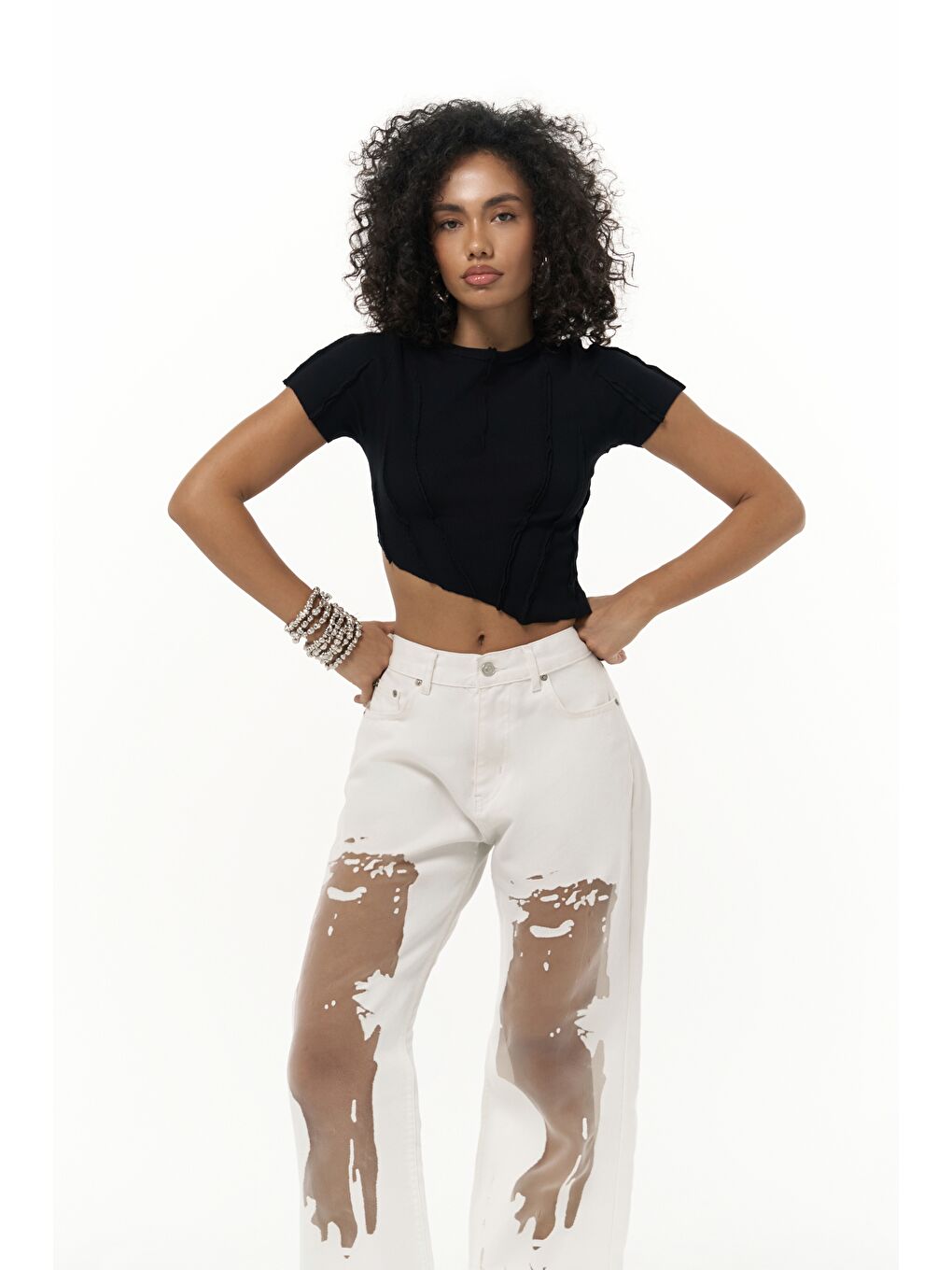 Norris Asimetrik Siyah Crop