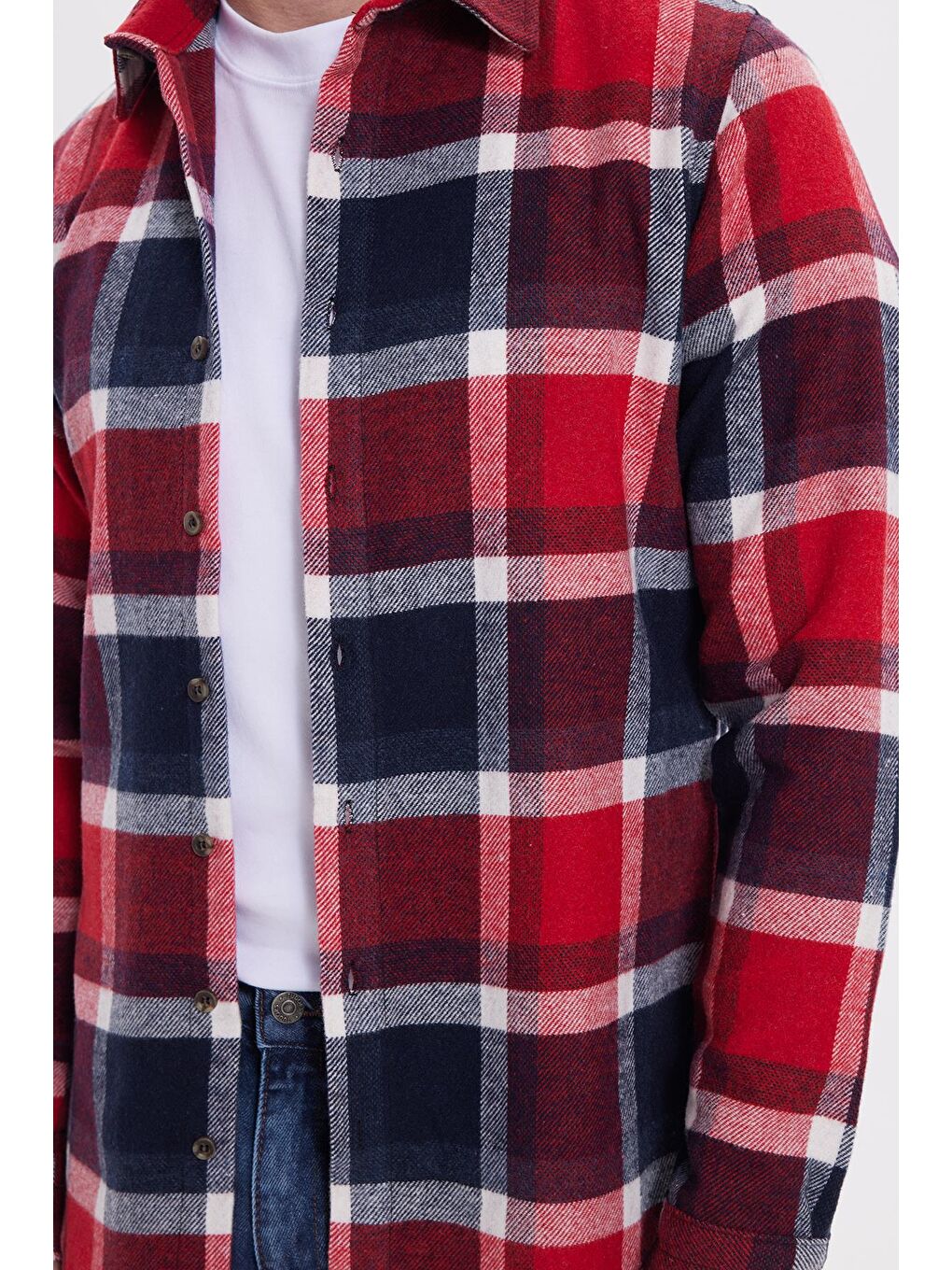 Karışık Erkek Slim Fit Dar Kesim Kareli Kışlık Oduncu Gömlek-3