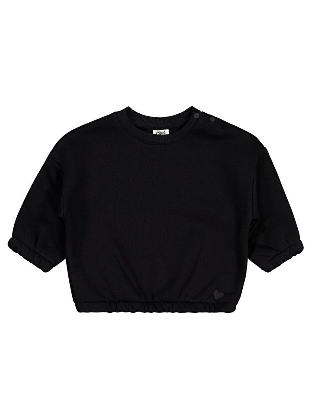 Siyah Baby Kalp Nakışlı Basic 6-18 Ay Sweatshirt