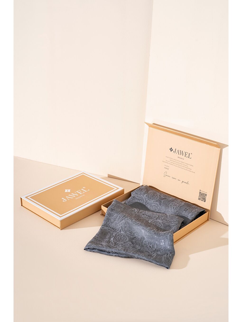 Gri Kadın Libissa Modal Floş Şal-2