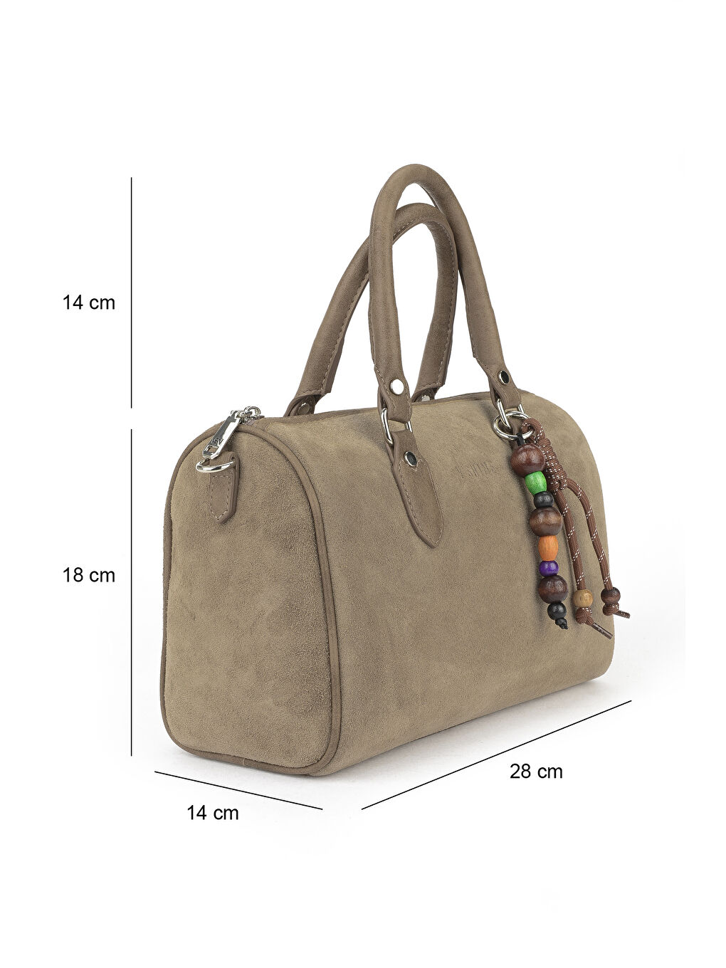 Bej Kadın Hakiki Deri Bowling Omuz ve El Çantası 153979Z5011 Vizon-1