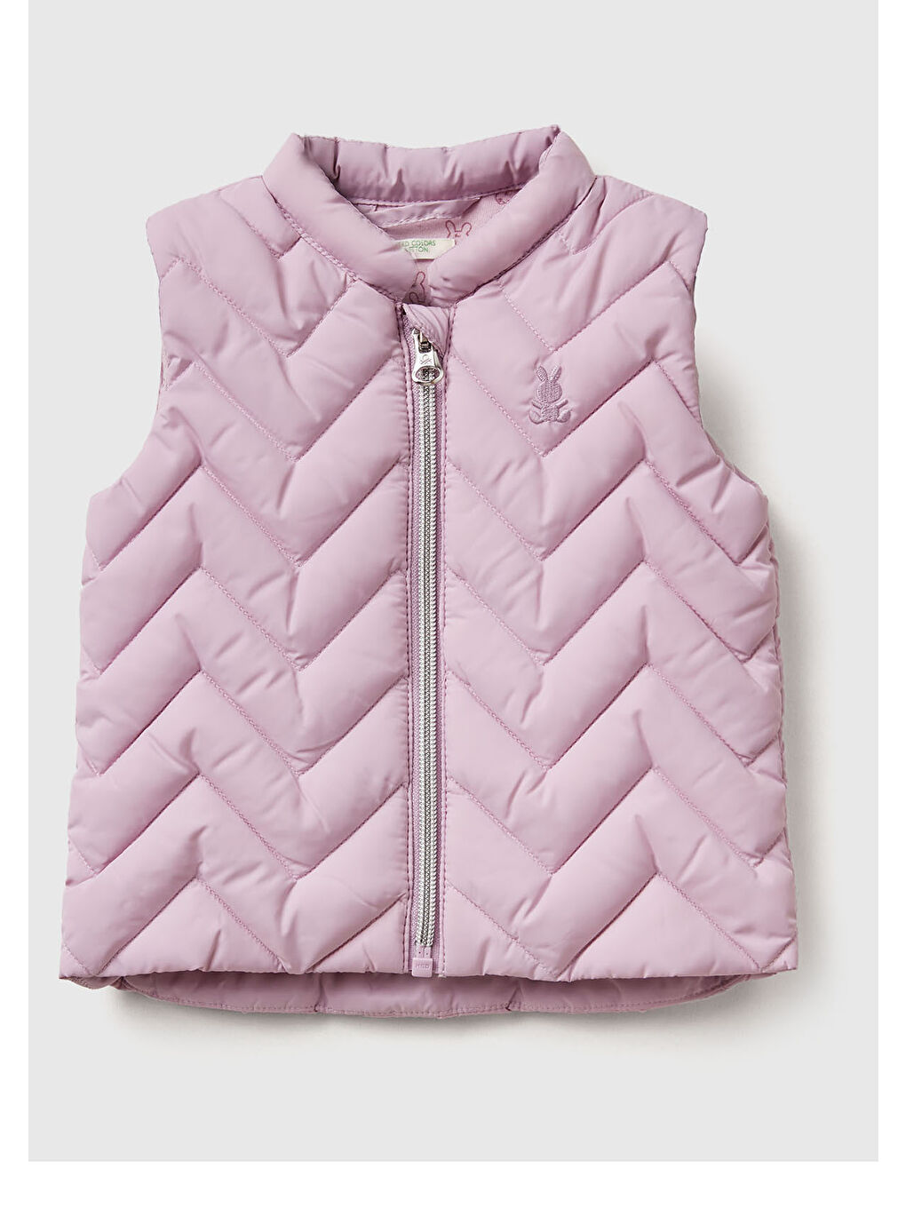 Bebek Lila Zikzak Dikişli Mandarin Yaka Yelek