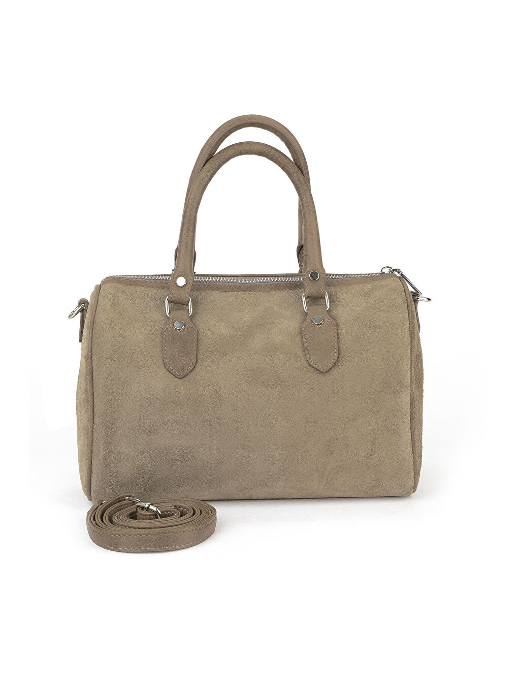 Bej Kadın Hakiki Deri Bowling Omuz ve El Çantası 153979Z5011 Vizon-2