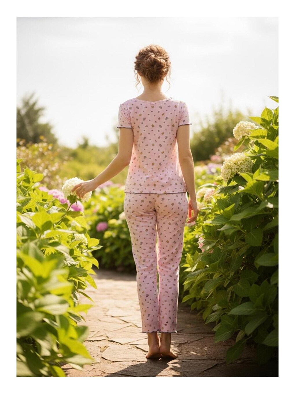 Pembe Dantelli Fitilli Kaşkorse Örme Pijama Takım 26120552-2