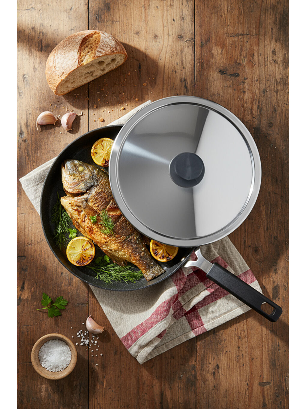 Siyah Wave 32cm Granit Balık Tavası-2