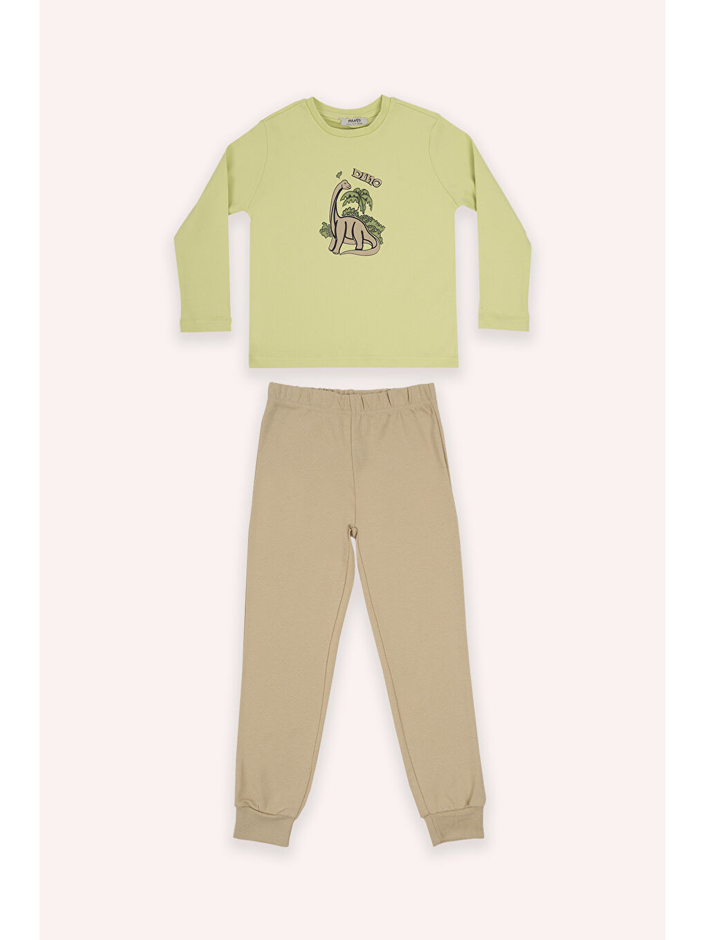 Yeşil Erkek Çocuk Dinozor Baskılı Pijama Takımı-1