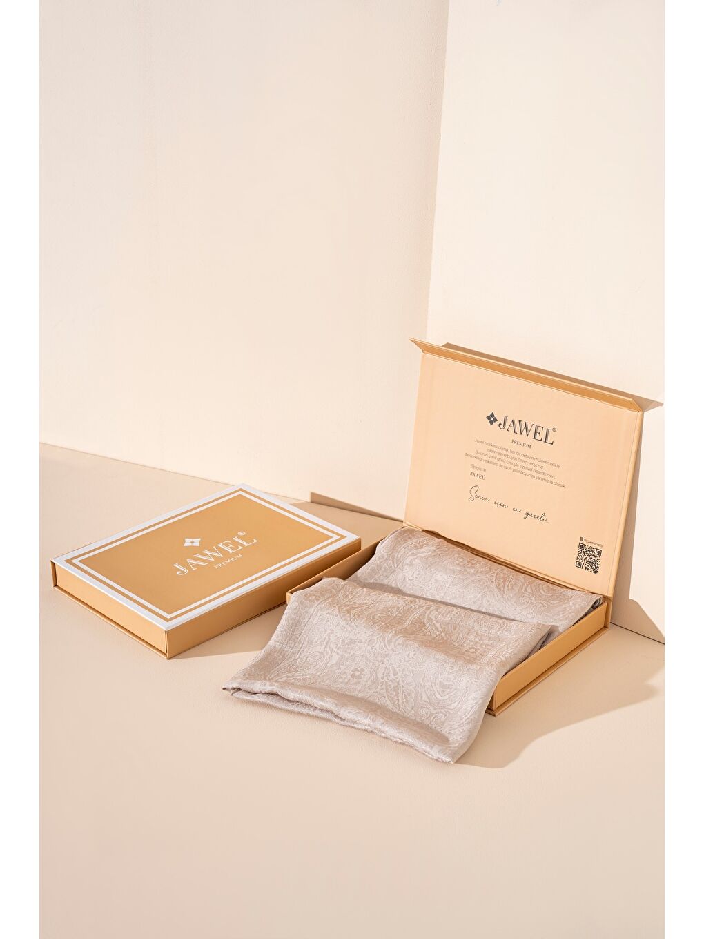 Ekru Kadın Libissa Modal Floş Şal-2