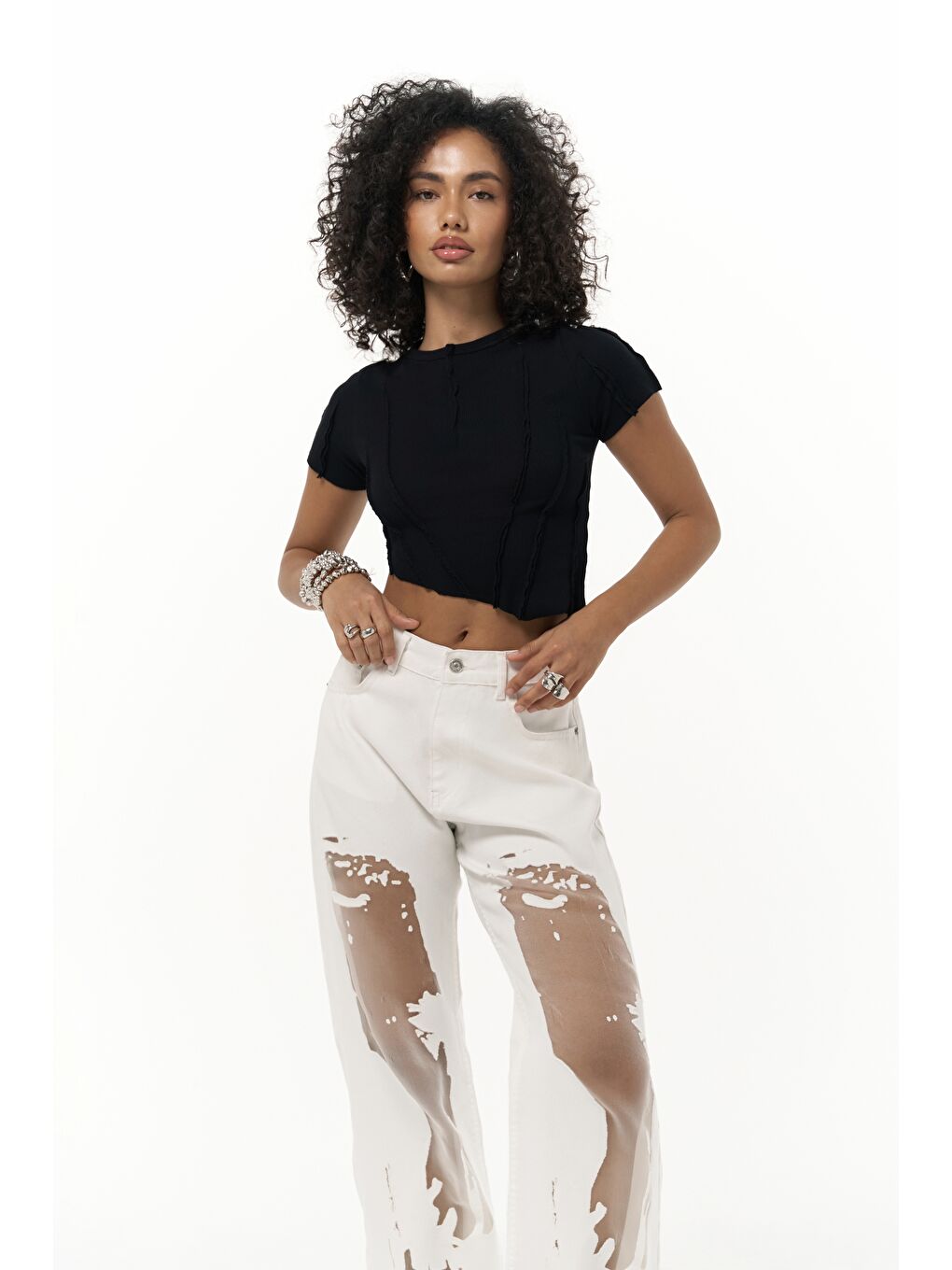 Norris Asimetrik Siyah Crop-6