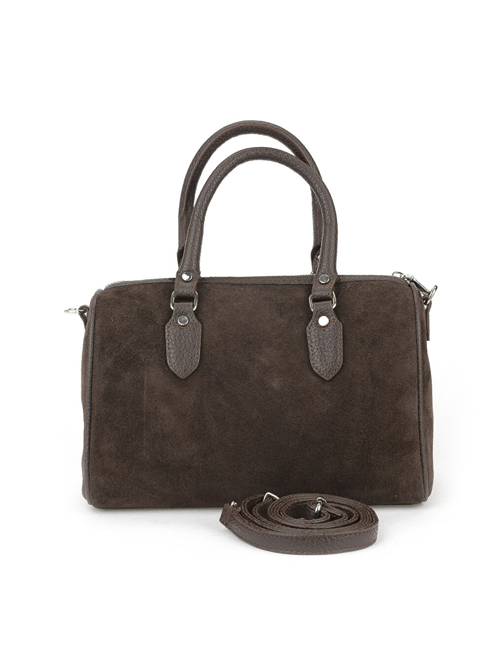 Kahverengi Kadın Hakiki Deri Bowling Omuz ve El Çantası 153979Z5011 Kahve-2