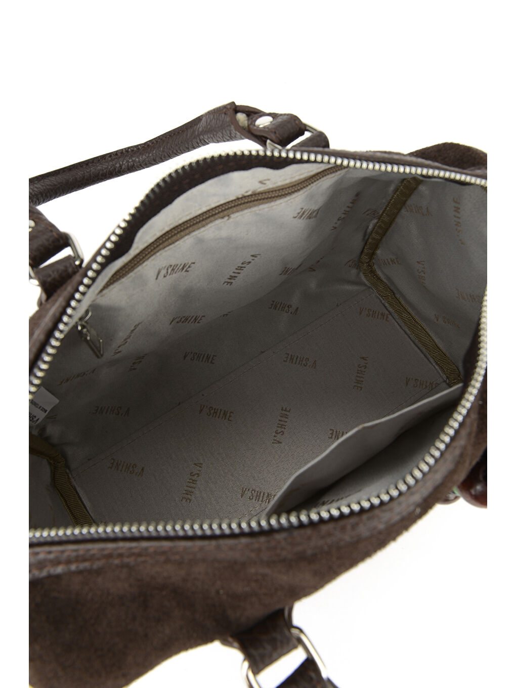 Kahverengi Kadın Hakiki Deri Bowling Omuz ve El Çantası 153979Z5011 Kahve-3