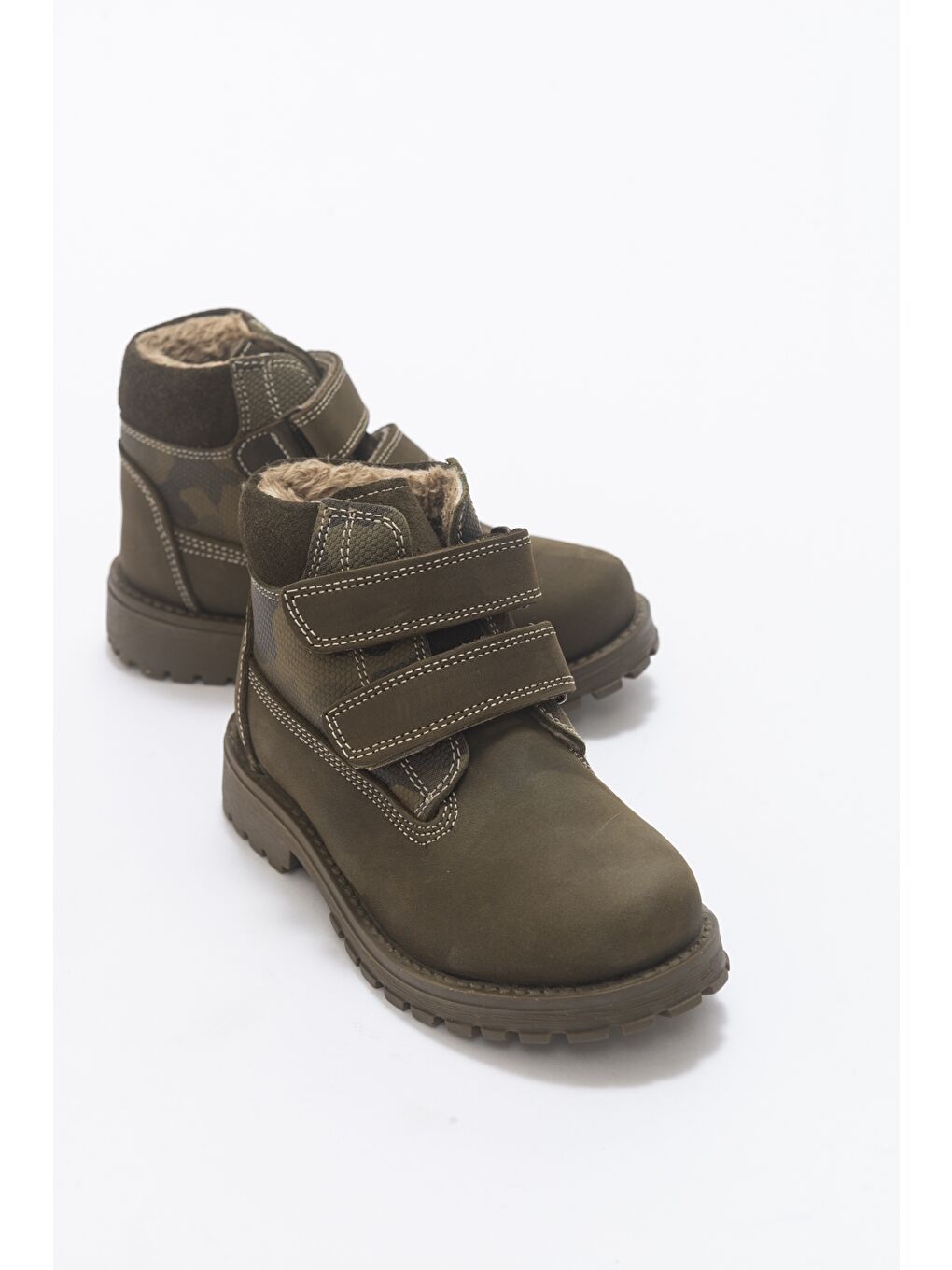 Erkek Çocuk Haki Hakiki Deri Suya Dayanıklı Günlük Bot