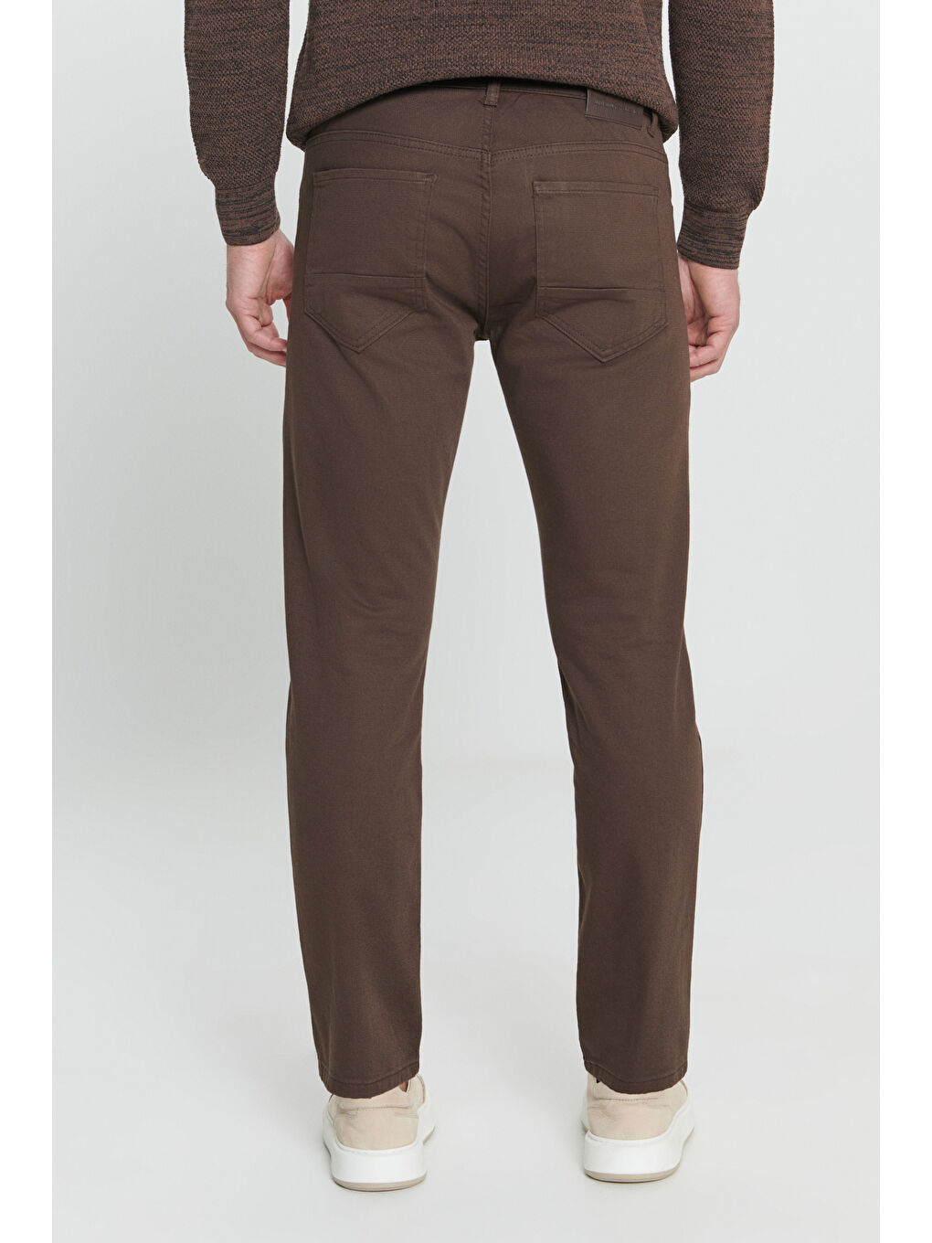 Erkek Kahverengi Comfort Fit Rahat Kesim 5 Cep Armürlü Pamuklu Pantolon-5