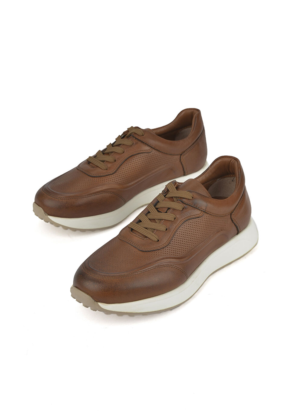 Kahverengi Erkek Hakiki Deri Sneaker 1531026Z290 Taba-4