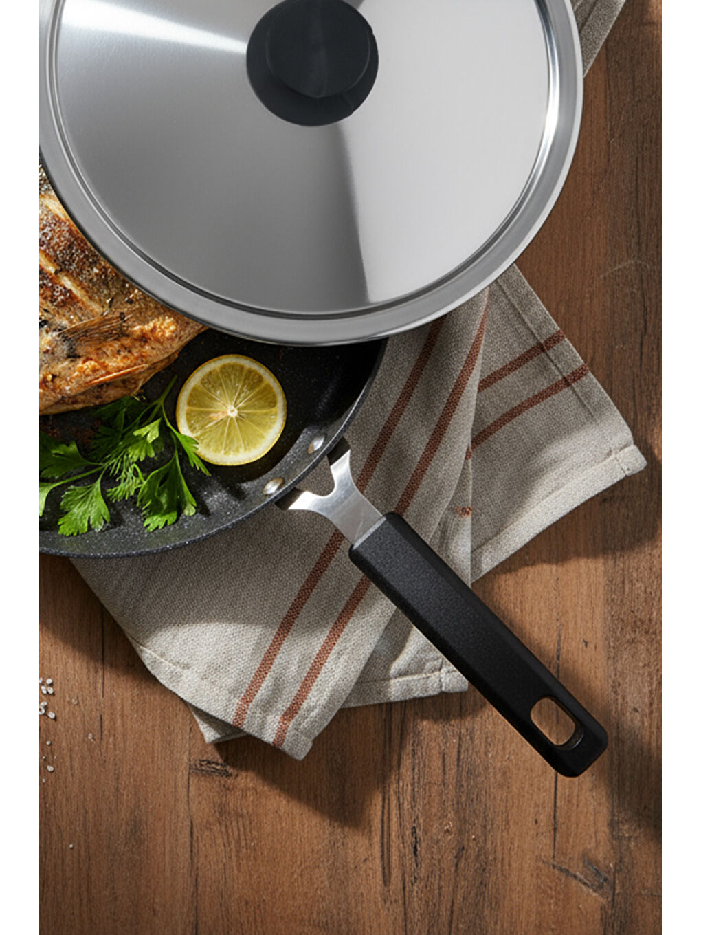 Siyah Wave 32cm Granit Balık Tavası-7