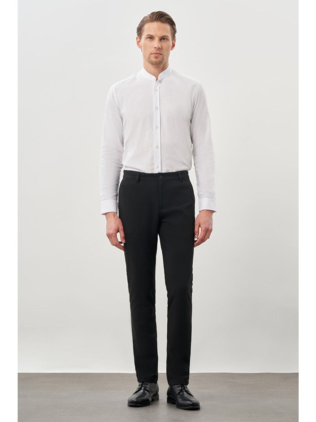 Siyah Esnek Yandan Cepli Casual Slim Fit Chino Pantolon 1003245174-4