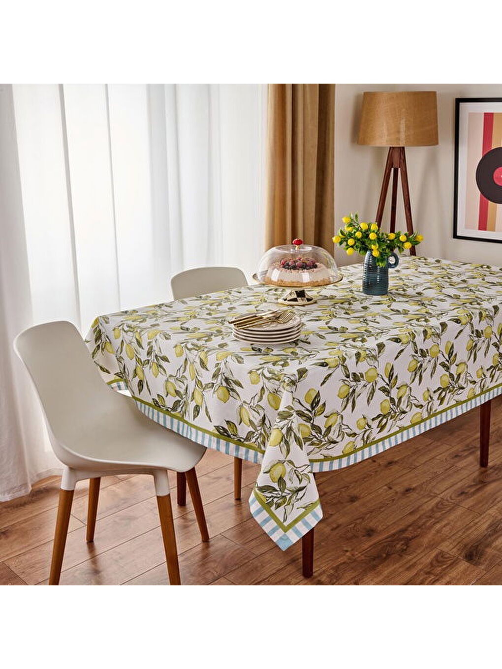 Karışık Soft Lime Cello Elvid Masa Örtüsü - Renkli - 140x220 cm