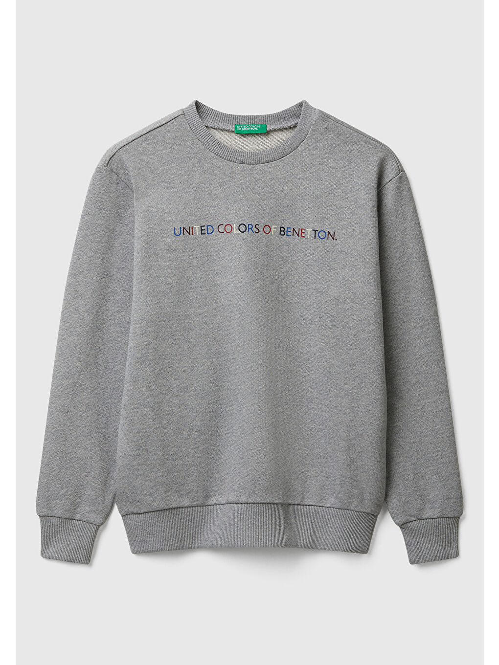 Erkek Çocuk Gri Melanj Önü Logo Baskılı Bisiklet Yaka Regular Fit Sweatshirt