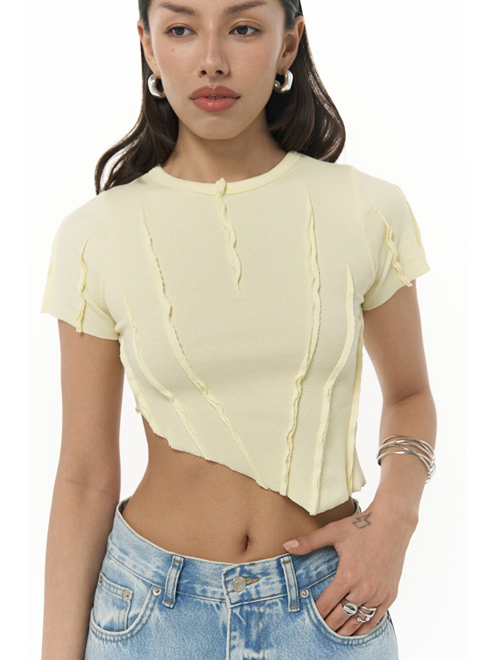 Norris Asimetrik Sarı Crop-5