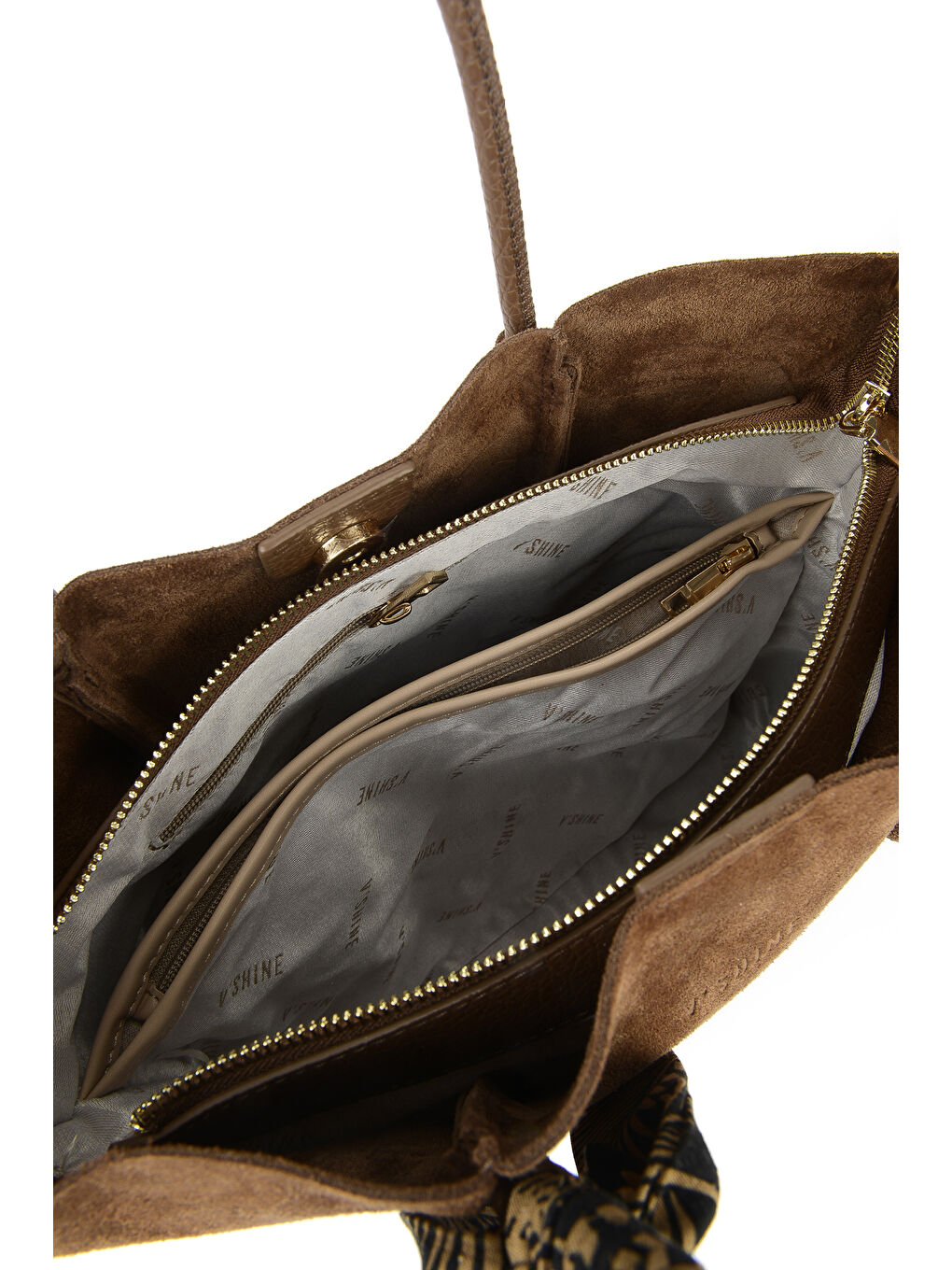 Kahverengi Kadın Hakiki Deri Omuz ve El Çantası 153979Z5013 Açık Kahve-3