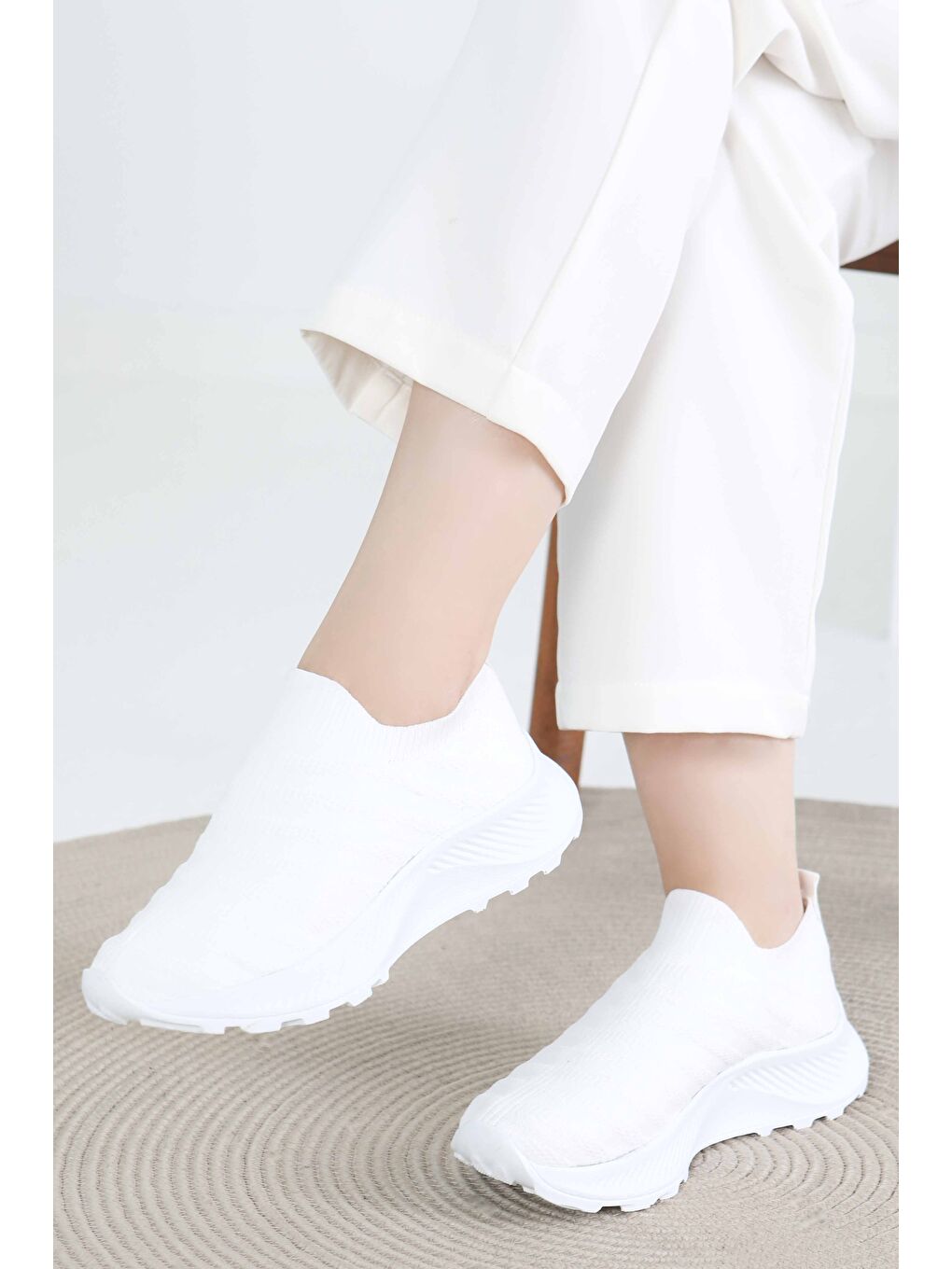 Kadın Beyaz Triko Ayakkabı - 27391-1