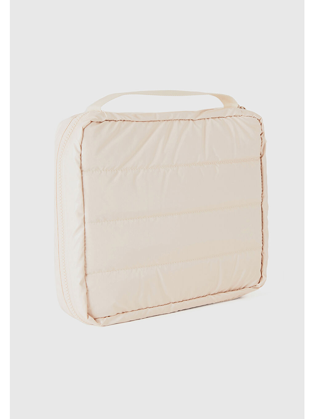 Ekru Unisex Krem Dolgulu Parlak Organizer Çanta-1