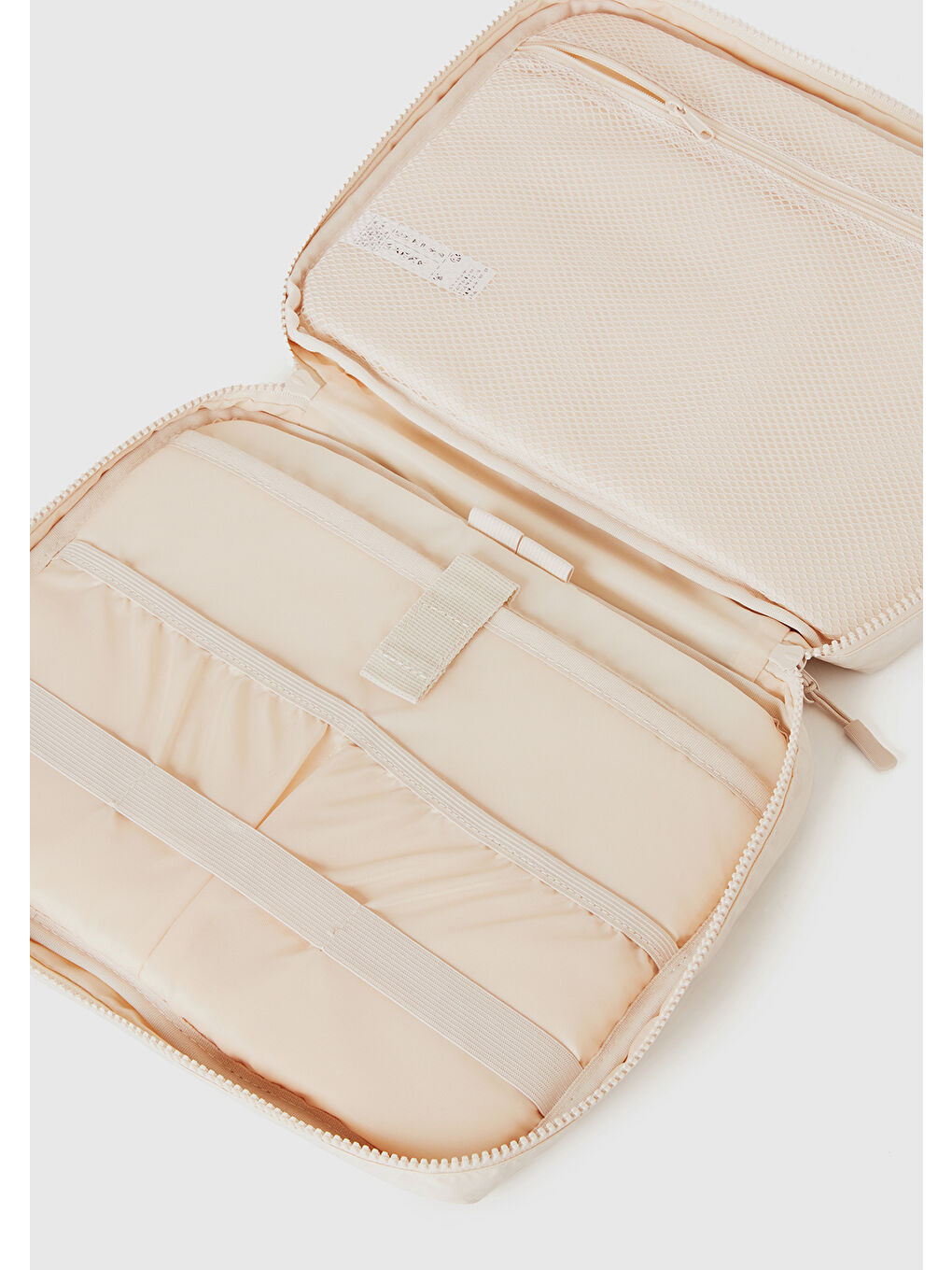 Ekru Unisex Krem Dolgulu Parlak Organizer Çanta-2