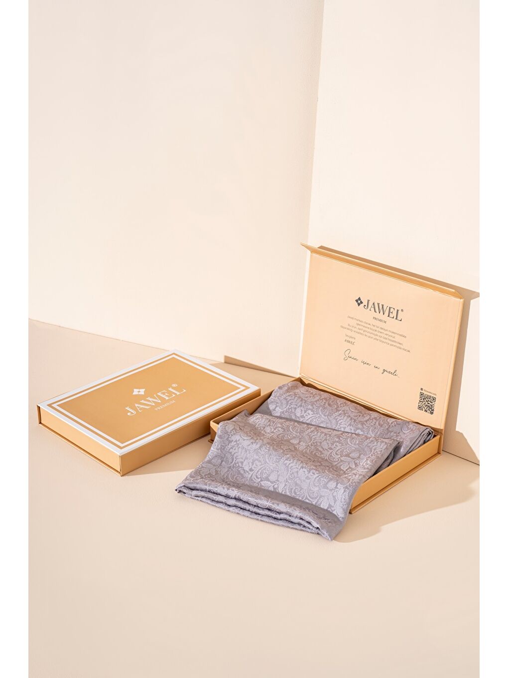 Gri Kadın Rhiza Modal Floş Şal-2