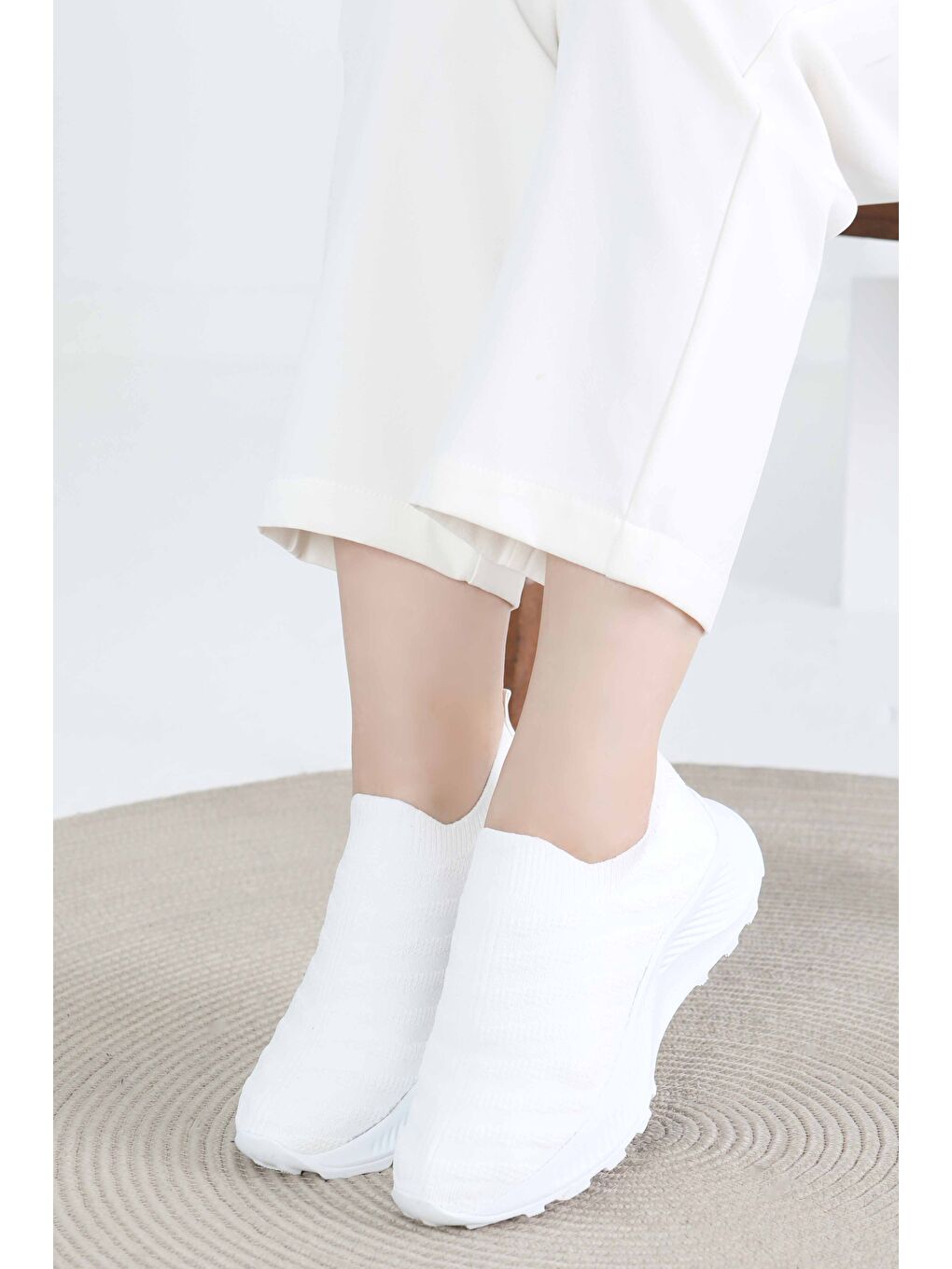 Kadın Beyaz Triko Ayakkabı - 27391-3