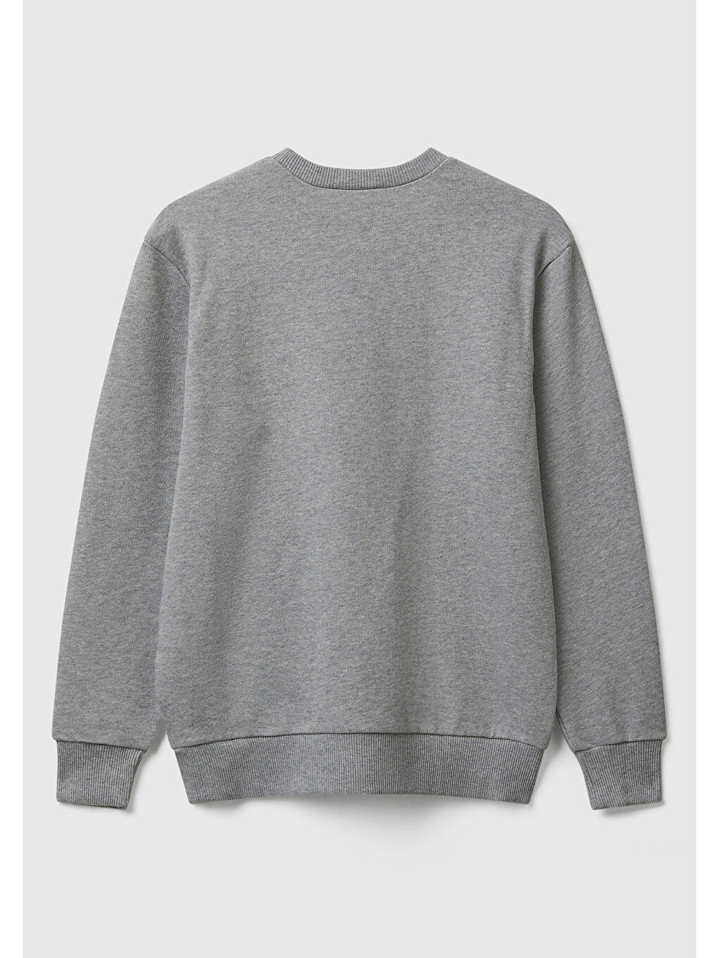 Erkek Çocuk Gri Melanj Önü Logo Baskılı Bisiklet Yaka Regular Fit Sweatshirt-1